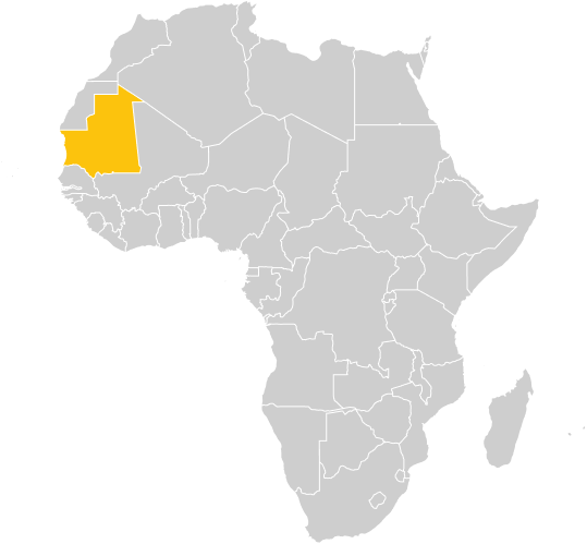 Carte de l'Afrique avec la Mauritanie en surbrillance